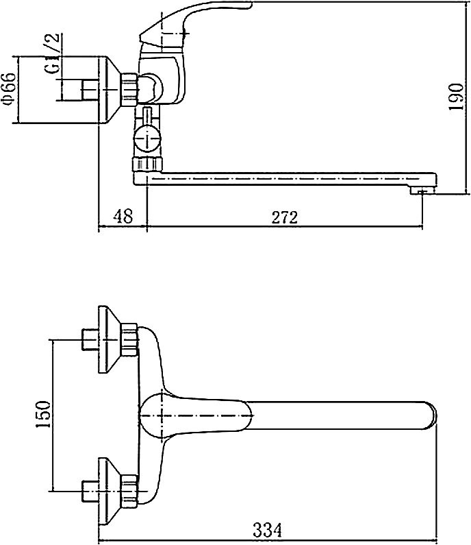 Смеситель с длинным изливом для ванны Fashun A2136 хром