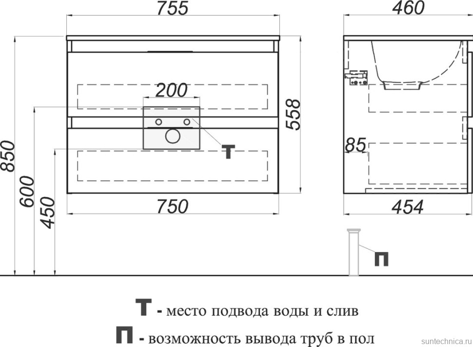 Мебель для ванной комнаты Aqwella 5 stars Accent 75 дуб золотой