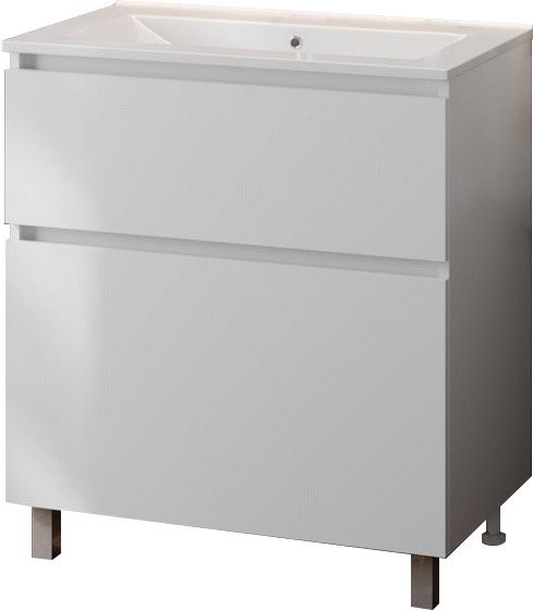 Тумба с раковиной Teymi Laina 75 напольная, матовая белая