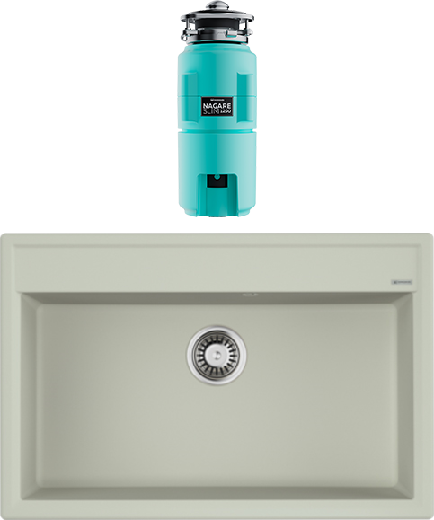 Комплект Мойка Omoikiri Daisen 77-PA пастила + Измельчитель Nagare slim 1250-AZ azur blue
