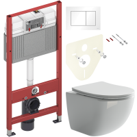 Комплект Унитаз подвесной Ceramicanova Forma CN3009 безободковый + Инсталляция TECE Base 9400413 4 в 1 с кнопкой смыва