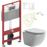 Комплект Унитаз подвесной Ceramicanova Forma CN3009 безободковый + Инсталляция TECE Base 9400413 4 в 1 с кнопкой смыва