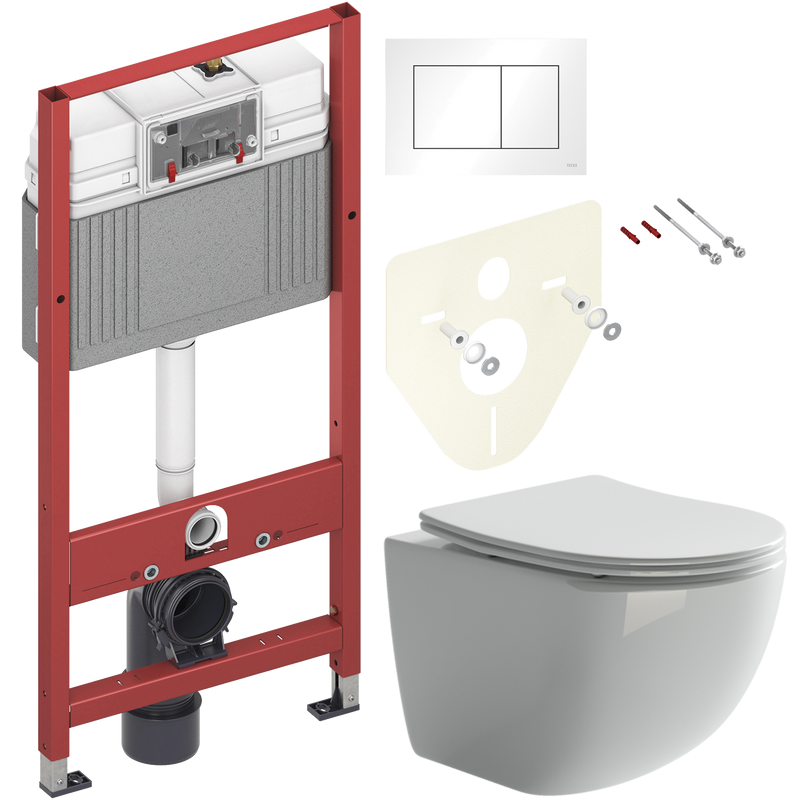 Комплект Унитаз подвесной Ceramicanova Forma CN3009 безободковый + Инсталляция TECE Base 9400413 4 в 1 с кнопкой смыва