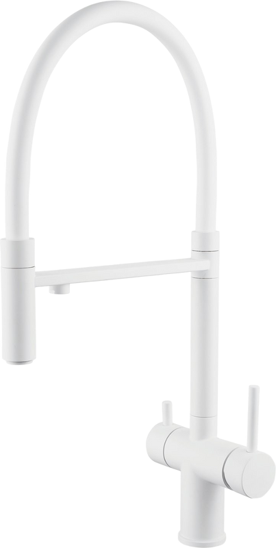 Смеситель для кухни Shevanik S178C с гибким изливом, белый