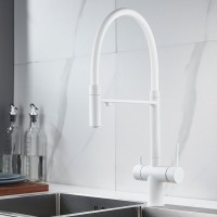 Смеситель для кухни Shevanik S178C с гибким изливом, белый