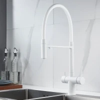 Смеситель для кухни Shevanik S178C с гибким изливом, белый