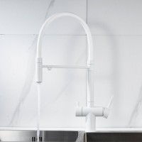 Смеситель для кухни Shevanik S178C с гибким изливом, белый