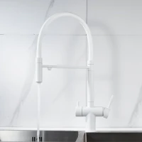 Смеситель для кухни Shevanik S178C с гибким изливом, белый