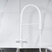 Смеситель для кухни Shevanik S178C с гибким изливом, белый