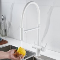 Смеситель для кухни Shevanik S178C с гибким изливом, белый