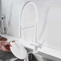 Смеситель для кухни Shevanik S178C с гибким изливом, белый