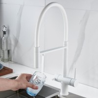 Смеситель для кухни Shevanik S178C с гибким изливом, белый