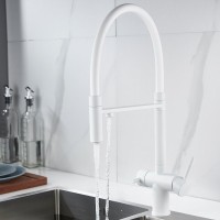 Смеситель для кухни Shevanik S178C с гибким изливом, белый