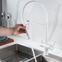 Смеситель для кухни Shevanik S178C с гибким изливом, белый