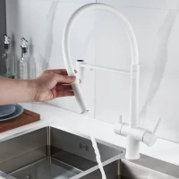 Смеситель для кухни Shevanik S178C с гибким изливом, белый