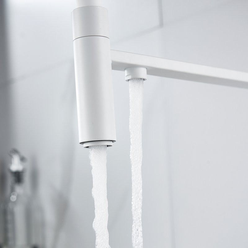 Смеситель для кухни Shevanik S178C с гибким изливом, белый