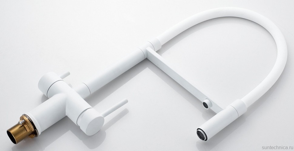 Смеситель для кухни Shevanik S178C с гибким изливом, белый