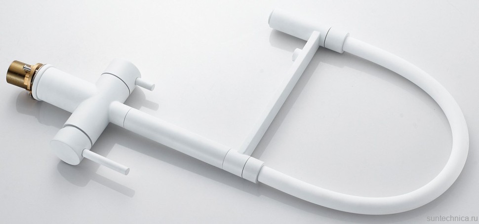 Смеситель для кухни Shevanik S178C с гибким изливом, белый