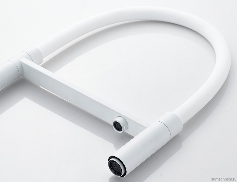 Смеситель для кухни Shevanik S178C с гибким изливом, белый