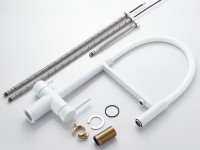 Смеситель для кухни Shevanik S178C с гибким изливом, белый