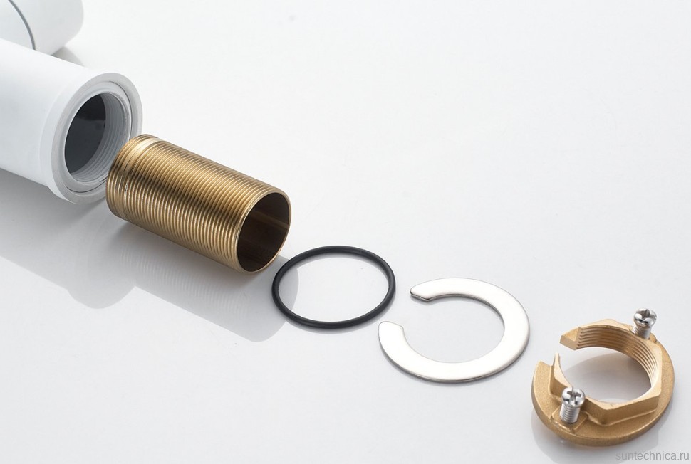 Смеситель для кухни Shevanik S178C с гибким изливом, белый