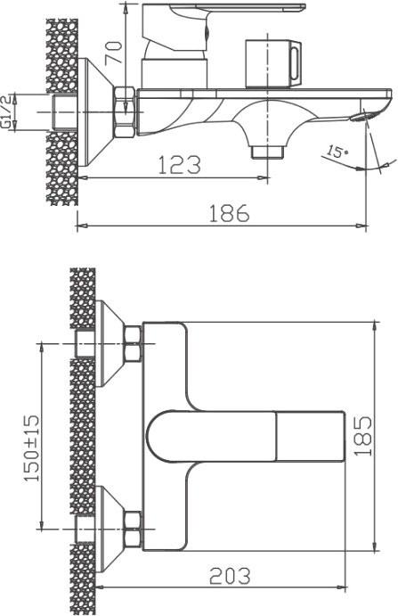 Смеситель для ванны с душем Haiba HB60505-3 пепельный