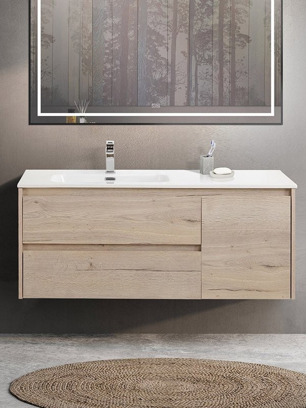 Тумба с раковиной BelBagno Kraft L, 120 2 ящика, дверца, rovere galifax bianco