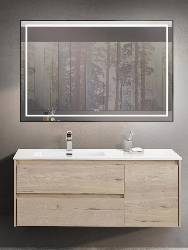 Тумба с раковиной BelBagno Kraft L, 120 2 ящика, дверца, rovere galifax bianco