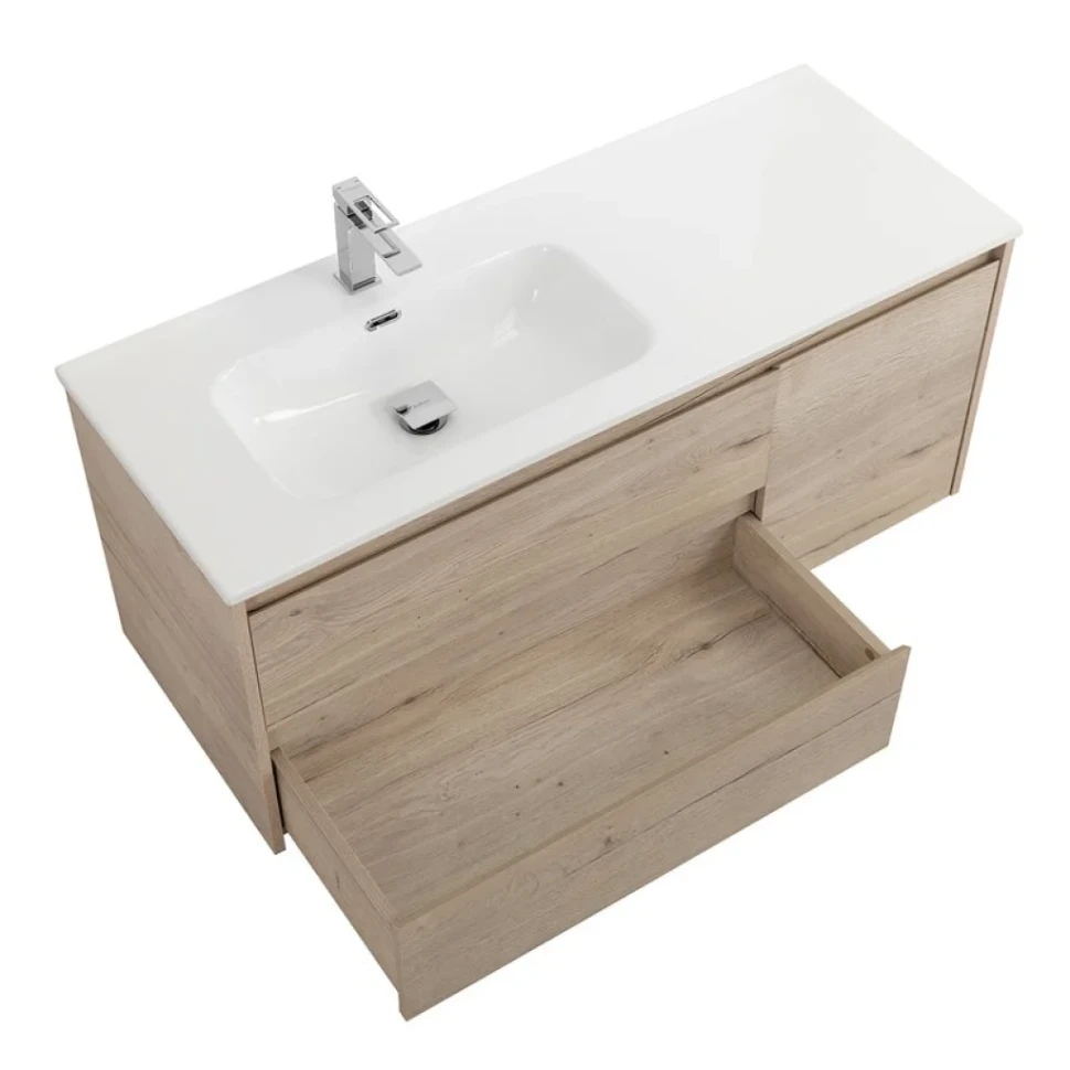 Тумба с раковиной BelBagno Kraft L, 120 2 ящика, дверца, rovere galifax bianco