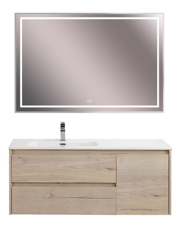 Тумба с раковиной BelBagno Kraft L, 120 2 ящика, дверца, rovere galifax bianco