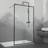 Душевая перегородка RGW Walk In WA-012B 120x200, профиль черный, стекло прозрачное