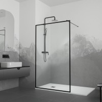 Душевая перегородка RGW Walk In WA-012B 120x200, профиль черный, стекло прозрачное