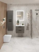 Мебель для ванной комнаты BelBagno Due 50 ручки матовый темный никель, оружейная сталь