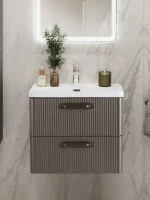 Мебель для ванной комнаты BelBagno Due 50 ручки матовый темный никель, оружейная сталь