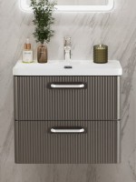 Мебель для ванной комнаты BelBagno Due 50 ручки белые, оружейная сталь