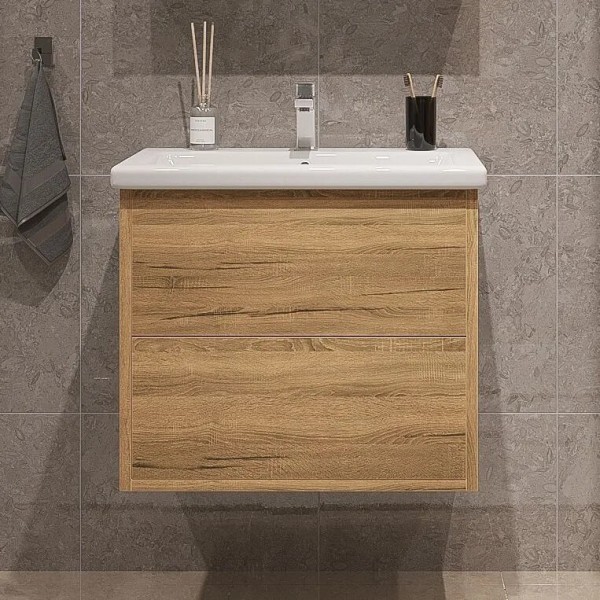 Тумба под раковину без столешницы SanStar Siva 50 подвесная, дуб вотан