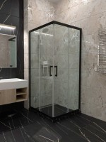 Душевой уголок Triton 100x100 см, без поддона, профиль черный, стекло прозрачное