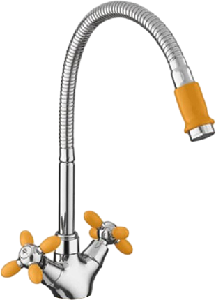 Смеситель для кухни Fashun A43127-9 хром, оранжевый