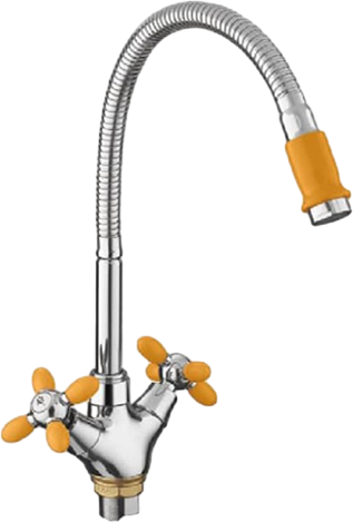 Смеситель для кухни Fashun A43127-9 хром, оранжевый