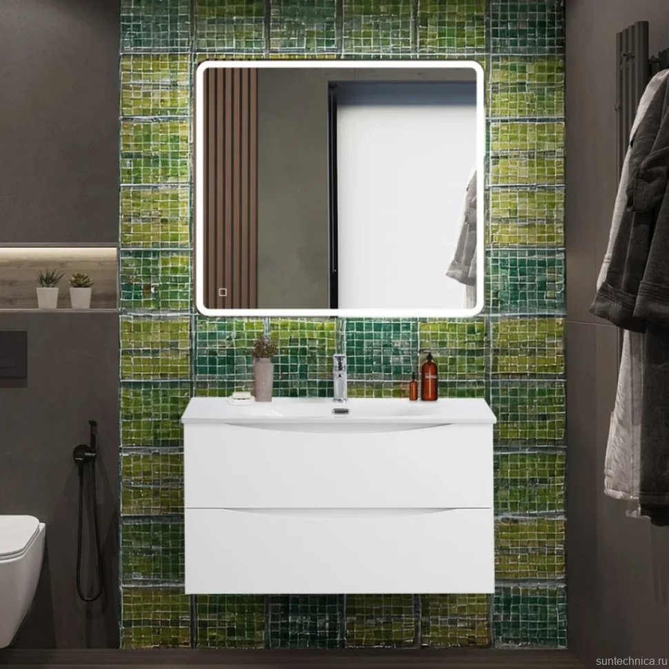 Тумба с раковиной BelBagno Marino-cer-n 90 подвесная, bianco opaco