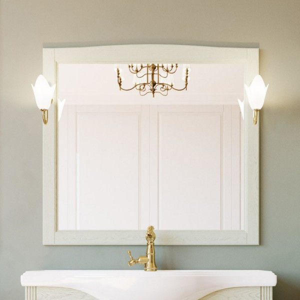 Зеркало ValenHouse Эллина 105 слоновая кость, основа светильника золото