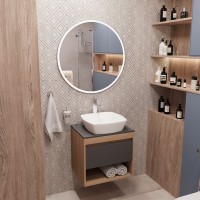 Тумба с раковиной Teymi Ritta 55 дуб эврика, матовый графит, раковина Kati 43