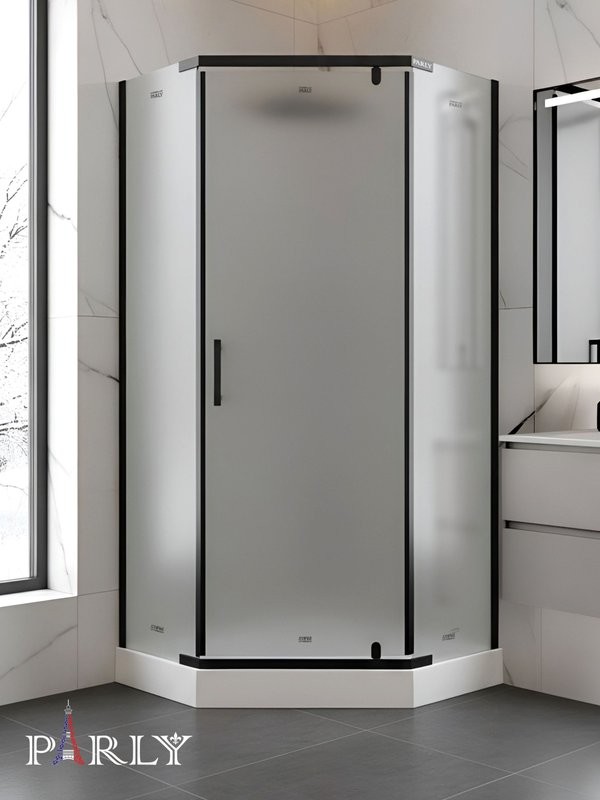 Душевой уголок Parly ZPE911BF 90х90 см, с поддоном, профиль матовый черный, стекло матовое