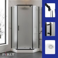 Душевой уголок Parly ZPE911BF 90х90 см, с поддоном, профиль матовый черный, стекло матовое