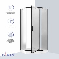 Душевой уголок Parly ZPE911BF 90х90 см, с поддоном, профиль матовый черный, стекло матовое