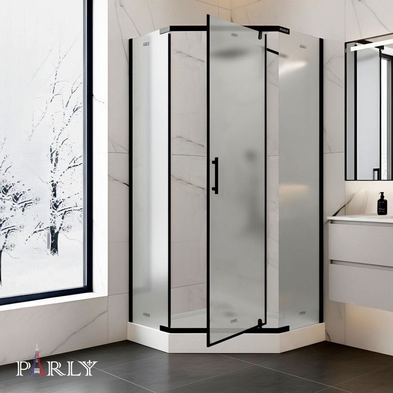 Душевой уголок Parly ZPE911BF 90х90 см, с поддоном, профиль матовый черный, стекло матовое