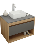 Тумба с раковиной Teymi Ritta 75 дуб эврика, матовый графит, раковина Helmi Mini 38