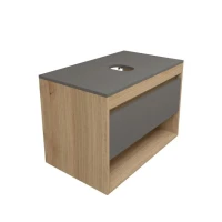 Тумба с раковиной Teymi Ritta 75 дуб эврика, матовый графит, раковина Helmi Mini 38