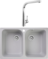 Комплект Мойка GranFest Quarz Z 15 серая + Смеситель MEGA Mega