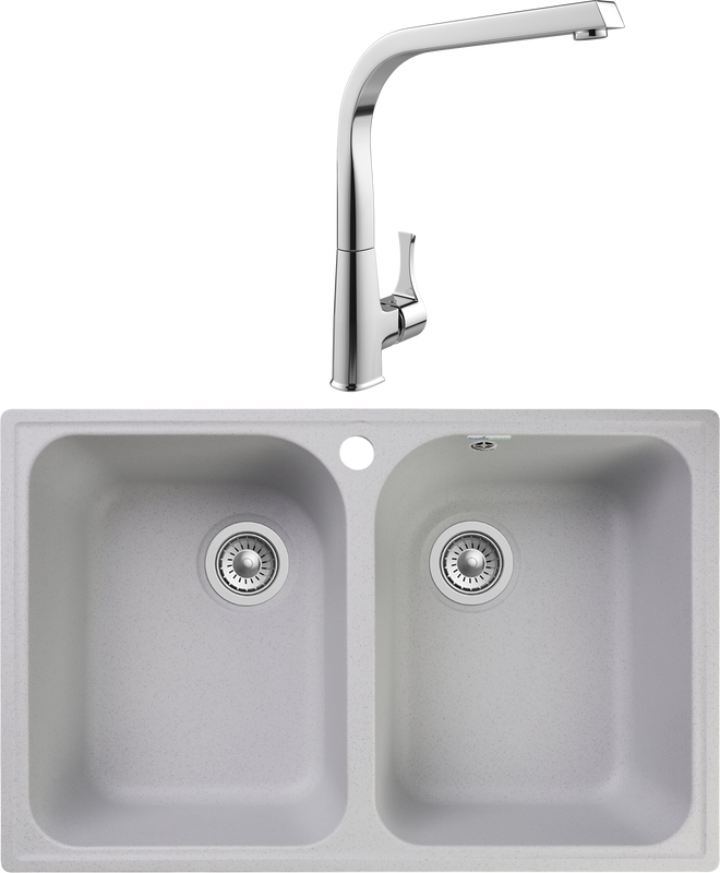 Комплект Мойка GranFest Quarz Z 15 серая + Смеситель MEGA Mega